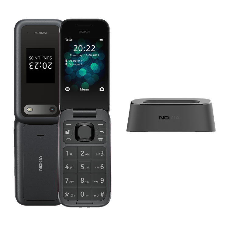 Zestaw Nokia 2660 4G Flip Dual Sim Czarna + Stacja Ładująca